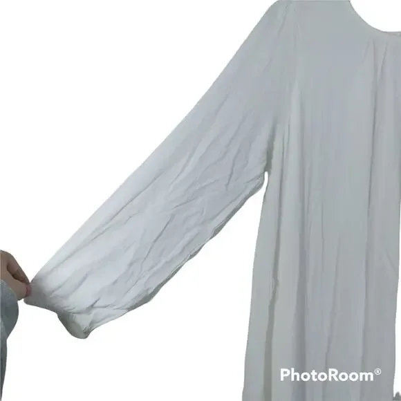 Solika White Asymmetrical Dahlia Dress Lagenlook Minimalist Size L - Picture 3 of 9